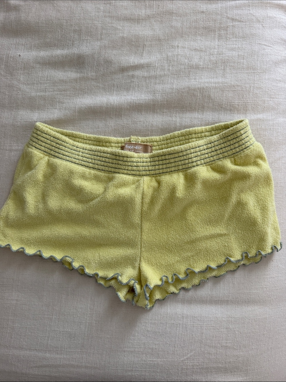 Free People Lime Terry Ruffle-Edge Lounge Shorts